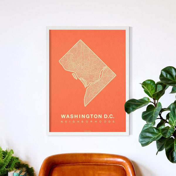 Washington D.C. Neighborhood Map Poster, Washington D.C. City Map Art Print