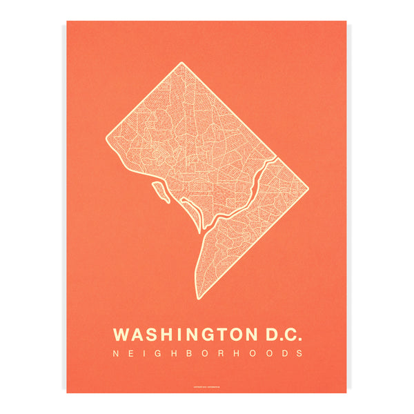 Washington D.C. Neighborhood Map Poster, Washington D.C. City Map Art Print