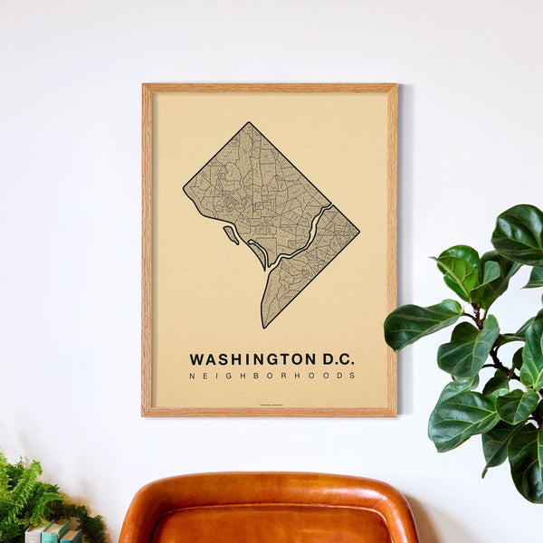 Washington D.C. Neighborhood Map Poster, Washington D.C. City Map Art Print