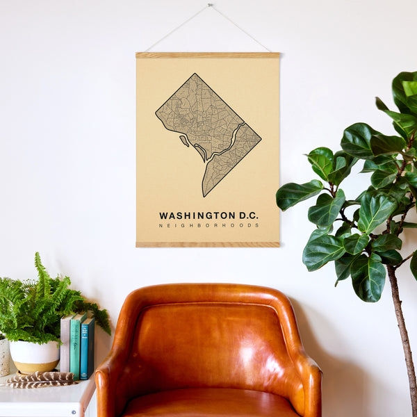 Washington D.C. Neighborhood Map Poster, Washington D.C. City Map Art Print