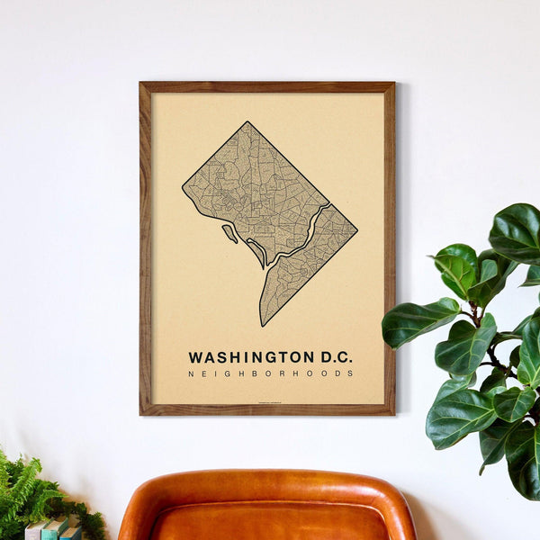 Washington D.C. Neighborhood Map Poster, Washington D.C. City Map Art Print