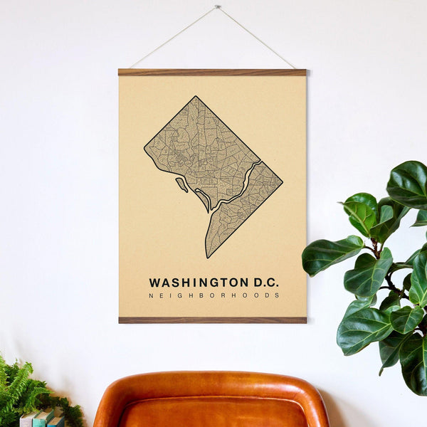 Washington D.C. Neighborhood Map Poster, Washington D.C. City Map Art Print