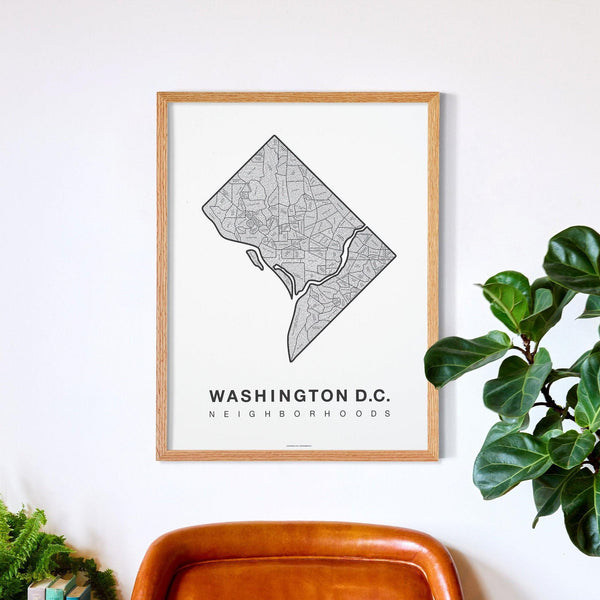 Washington D.C. Neighborhood Map Poster, Washington D.C. City Map Art Print