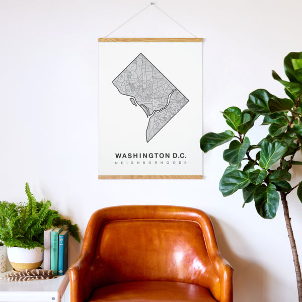 Washington D.C. Neighborhood Map Poster, Washington D.C. City Map Art Print