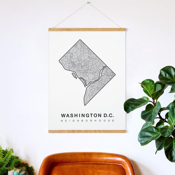 Washington D.C. Neighborhood Map Poster, Washington D.C. City Map Art Print
