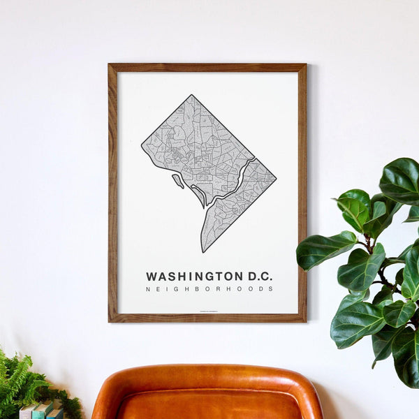 Washington D.C. Neighborhood Map Poster, Washington D.C. City Map Art Print