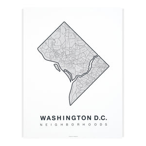 Washington D.C. Neighborhood Map Poster, Washington D.C. City Map Art Print