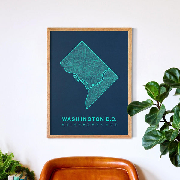 Washington D.C. Neighborhood Map Poster, Washington D.C. City Map Art Print