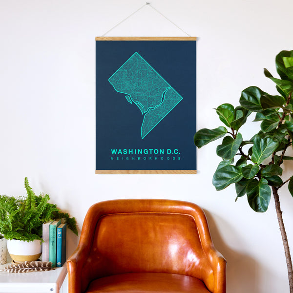 Washington D.C. Neighborhood Map Poster, Washington D.C. City Map Art Print