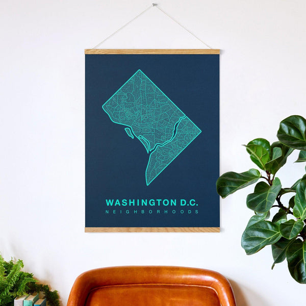 Washington D.C. Neighborhood Map Poster, Washington D.C. City Map Art Print