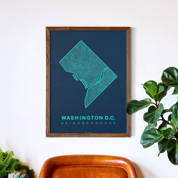 Washington D.C. Neighborhood Map Poster, Washington D.C. City Map Art Print