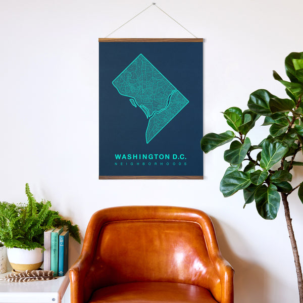 Washington D.C. Neighborhood Map Poster, Washington D.C. City Map Art Print