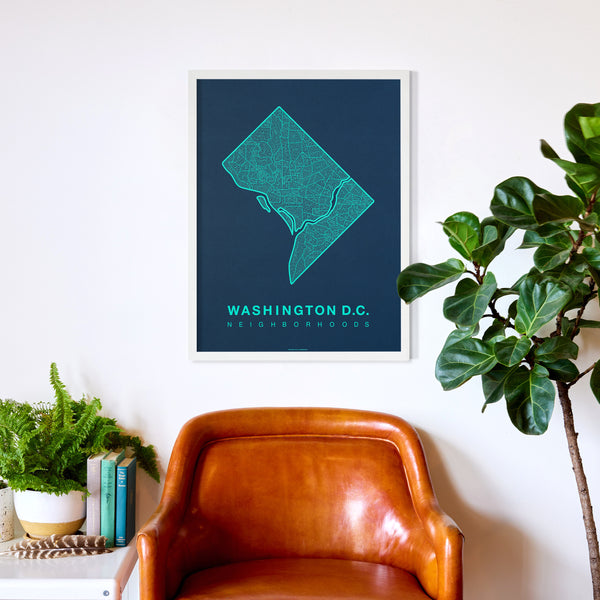 Washington D.C. Neighborhood Map Poster, Washington D.C. City Map Art Print