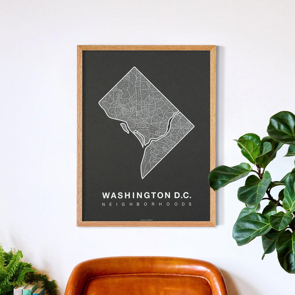 Washington D.C. Neighborhood Map Poster, Washington D.C. City Map Art Print