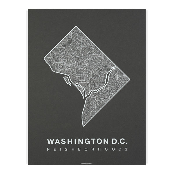 Washington D.C. Neighborhood Map Poster, Washington D.C. City Map Art Print