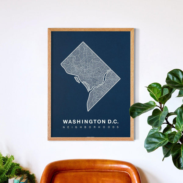 Washington D.C. Neighborhood Map Poster, Washington D.C. City Map Art Print