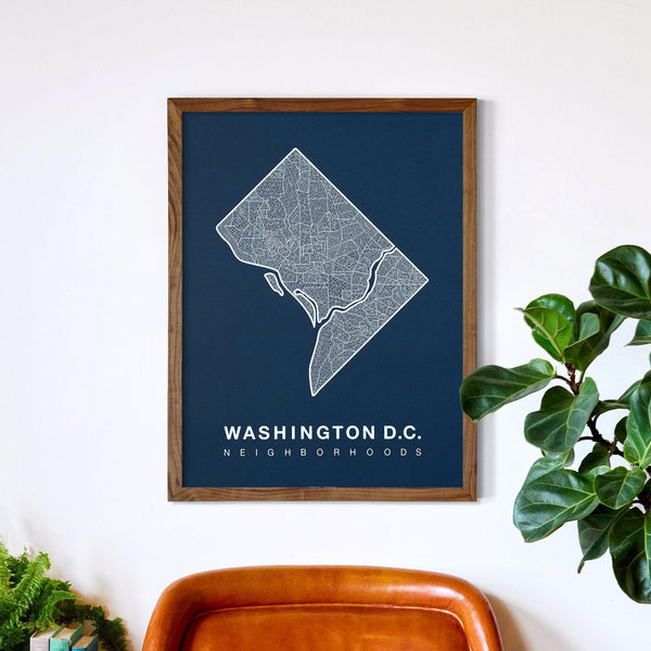 Washington D.C. Neighborhood Map Poster, Washington D.C. City Map Art Print