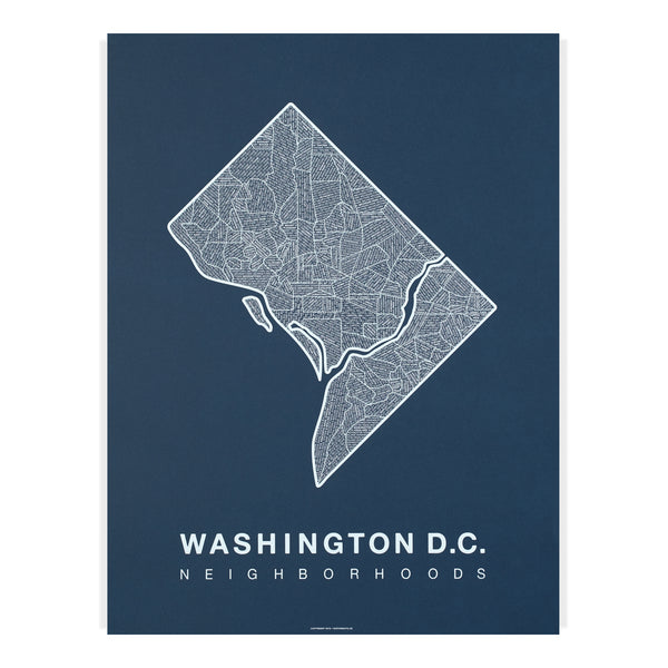 Washington D.C. Neighborhood Map Poster, Washington D.C. City Map Art Print