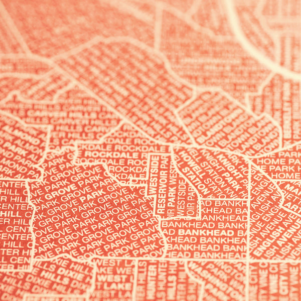 Atlanta Neighborhood Map Poster, Atlanta City Map Art Print