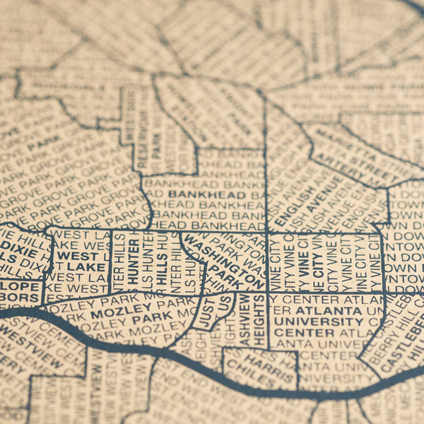Atlanta Neighborhood Map Poster, Atlanta City Map Art Print