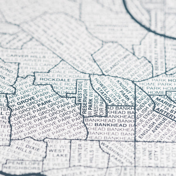 Atlanta Neighborhood Map Poster, Atlanta City Map Art Print