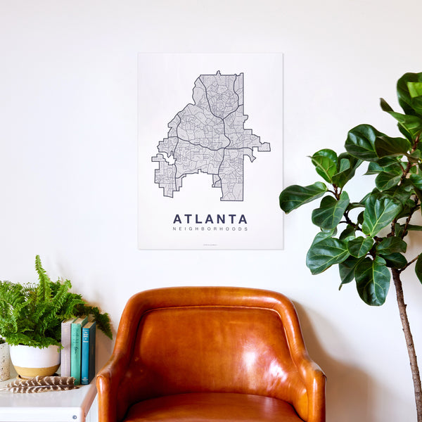 Atlanta Neighborhood Map Poster, Atlanta City Map Art Print
