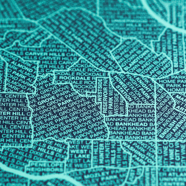 Atlanta Neighborhood Map Poster, Atlanta City Map Art Print