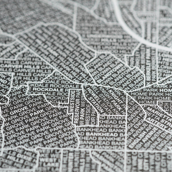 Atlanta Neighborhood Map Poster, Atlanta City Map Art Print