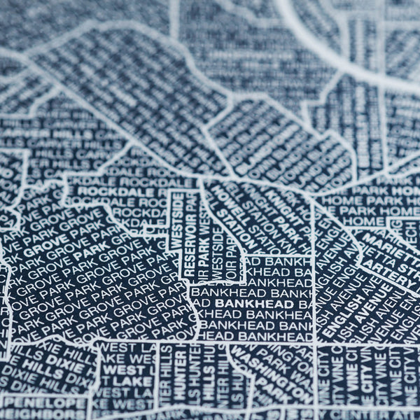 Atlanta Neighborhood Map Poster, Atlanta City Map Art Print