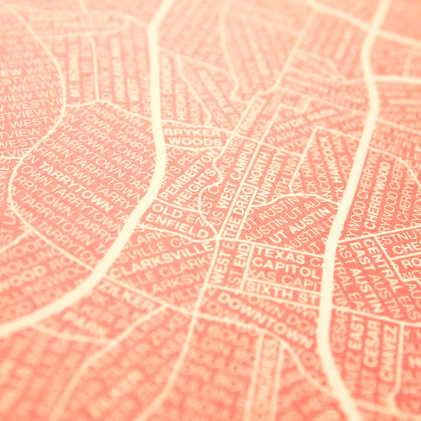 Austin Neighborhood Map Poster, Austin City Map Art Print