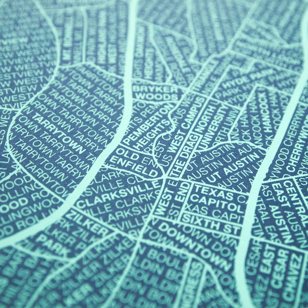 Austin Neighborhood Map Poster, Austin City Map Art Print