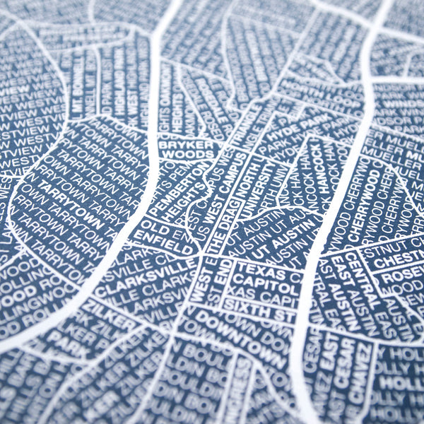 Austin Neighborhood Map Poster, Austin City Map Art Print