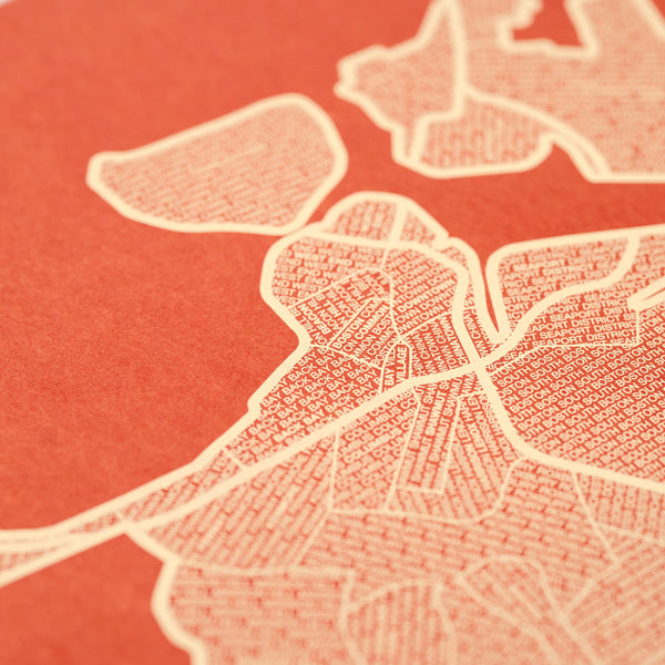 Boston Neighborhood Map Poster, Boston City Map Art Print