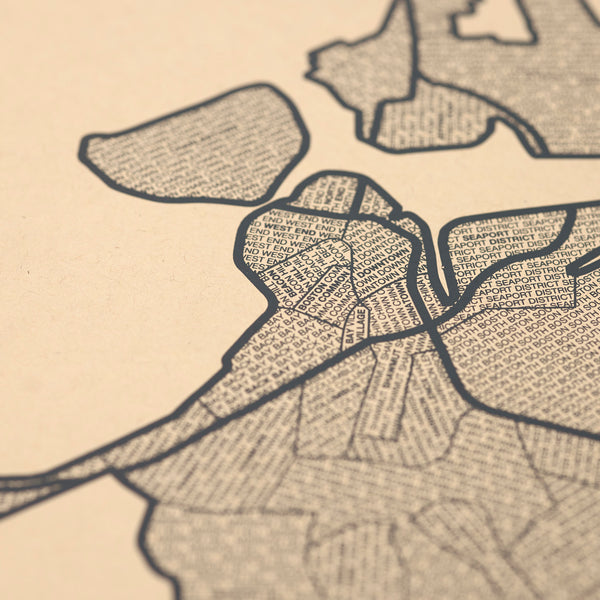 Boston Neighborhood Map Poster, Boston City Map Art Print