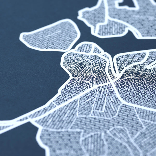 Boston Neighborhood Map Poster, Boston City Map Art Print