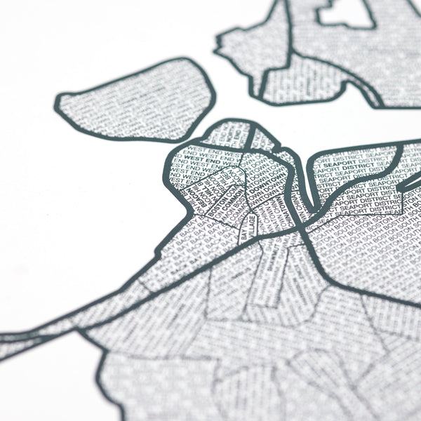 Boston Neighborhood Map Poster, Boston City Map Art Print