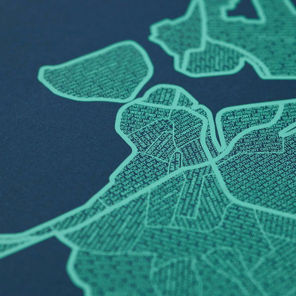 Boston Neighborhood Map Poster, Boston City Map Art Print