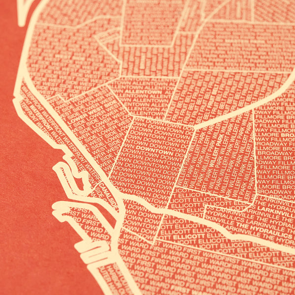 Buffalo Neighborhood Map Poster, Buffalo City Map Art Print