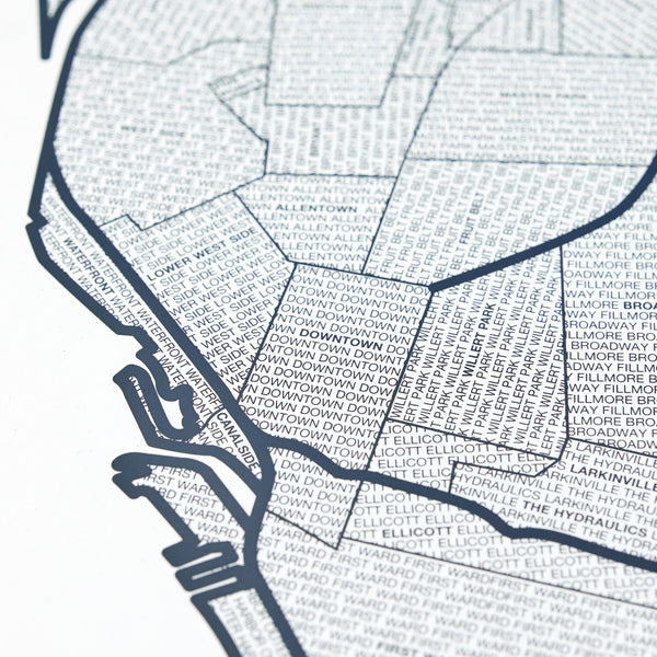 Buffalo Neighborhood Map Poster, Buffalo City Map Art Print