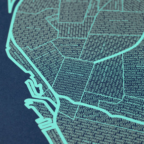 Buffalo Neighborhood Map Poster, Buffalo City Map Art Print