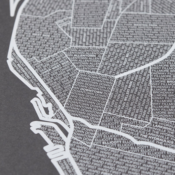 Buffalo Neighborhood Map Poster, Buffalo City Map Art Print