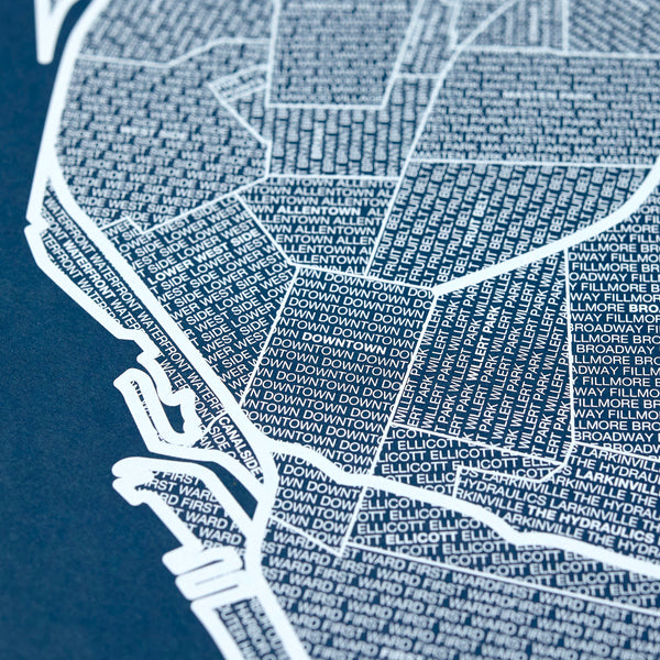 Buffalo Neighborhood Map Poster, Buffalo City Map Art Print