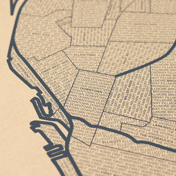 Buffalo Neighborhood Map Poster, Buffalo City Map Art Print