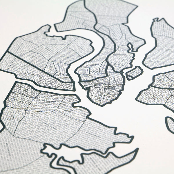 Charleston Neighborhood Map Poster, Charleston City Map Art Print