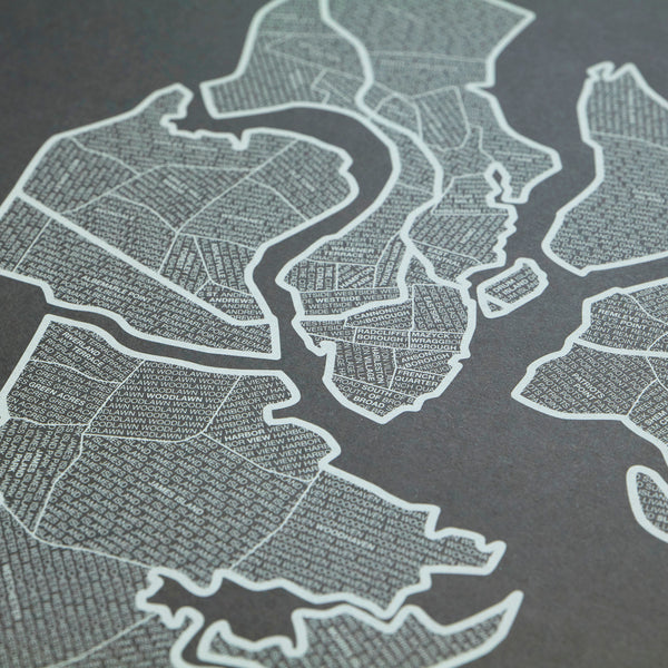 Charleston Neighborhood Map Poster, Charleston City Map Art Print