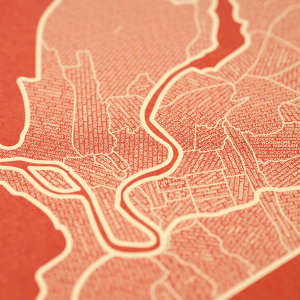 Chattanooga Neighborhood Map Poster, Chattanooga City Map Art Print