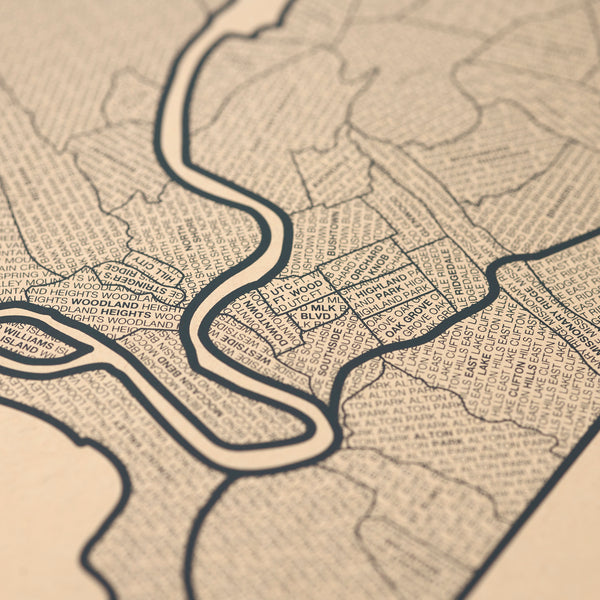 Chattanooga Neighborhood Map Poster, Chattanooga City Map Art Print