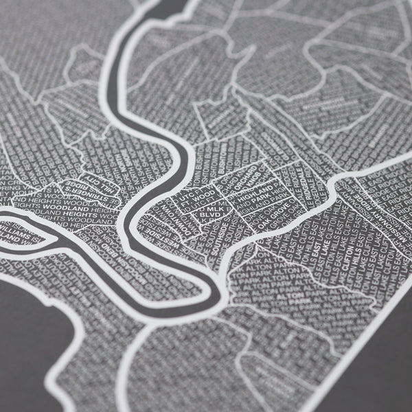 Chattanooga Neighborhood Map Poster, Chattanooga City Map Art Print