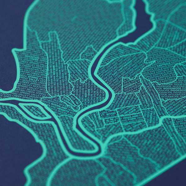 Chattanooga Neighborhood Map Poster, Chattanooga City Map Art Print