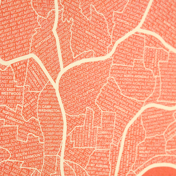 Cincinnati Neighborhood Map Poster, Cincinnati City Map Art Print